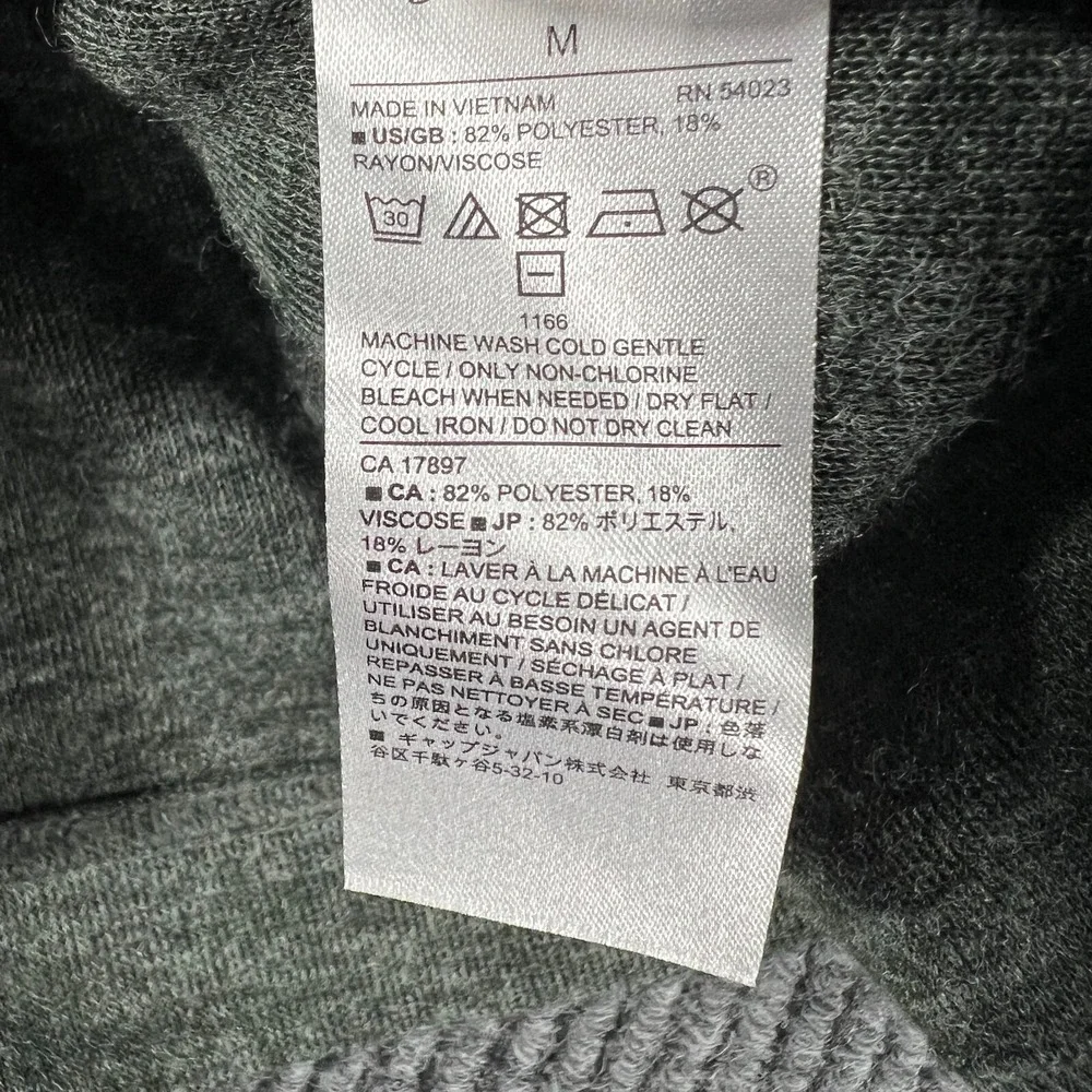 Banana Republic Mens Sweatshirt Medium Green Long Sleeve 1/4 Zip Mock Neck